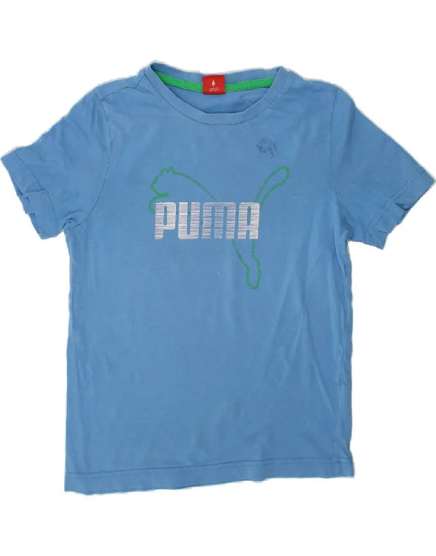 men's comfy basic tees -PUMA Boys Graphic T-Shirt Top 9-10 Years Medium  Blue Cotton