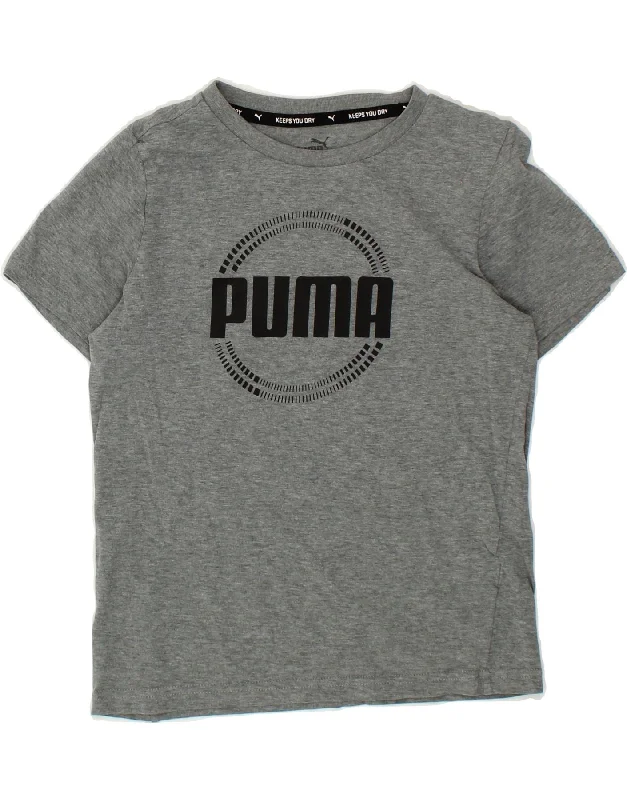 performance t-shirts for men -PUMA Boys Graphic T-Shirt Top 9-10 Years Medium Grey Flecked Cotton