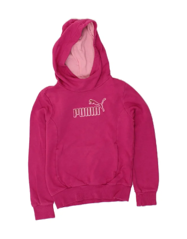 premium sweatshirts for men -PUMA Girls Graphic Hoodie Jumper 11-12 Years Large  Pink Cotton