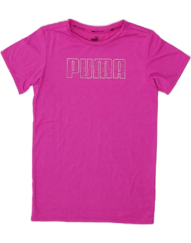 men's athletic style t-shirts -PUMA Girls Graphic T-Shirt Top 13-14 Years Pink