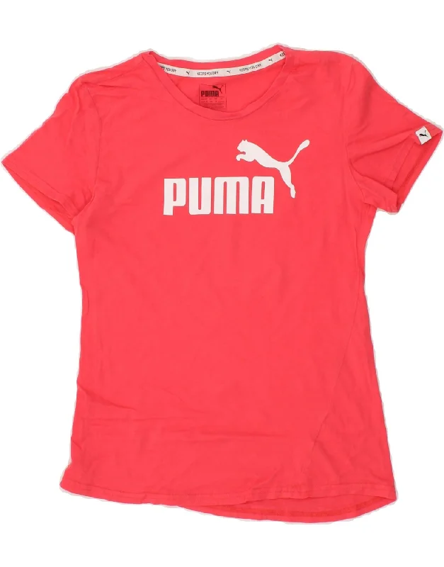 men's minimalistic t-shirts -PUMA Girls Graphic T-Shirt Top 15-16 Years Pink