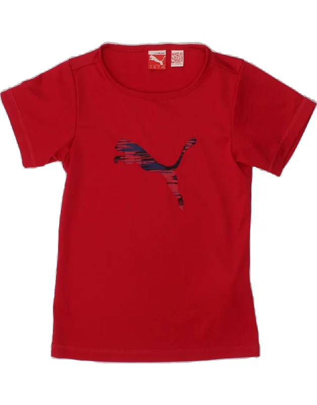 men's stylish printed tees -PUMA Girls Graphic T-Shirt Top 7-8 Years Small Pink Polyester