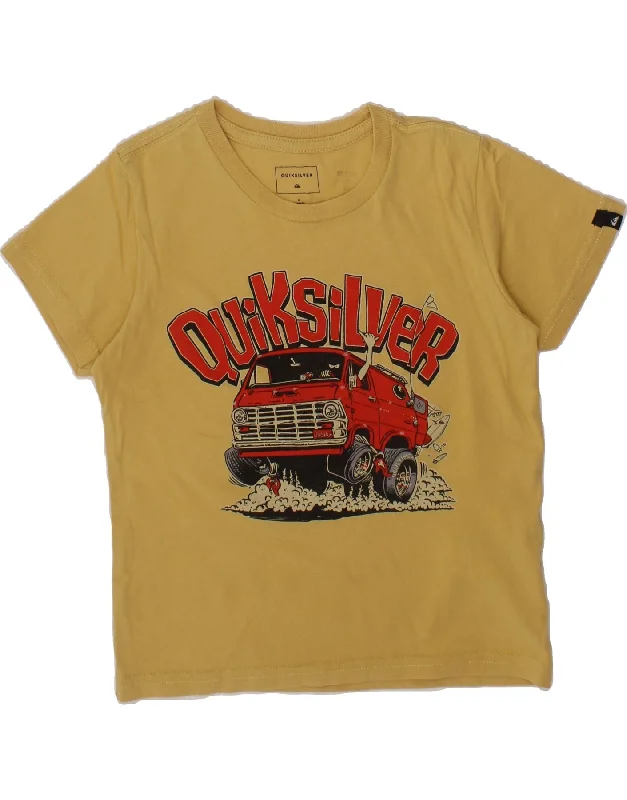 men's premium cotton t-shirts -QUIKSILVER Boys Regular Fit Graphic T-Shirt Top 3-4 Years Yellow Cotton