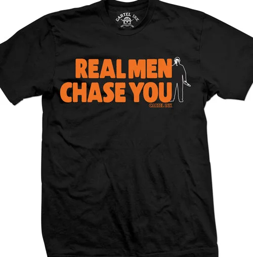 men's short sleeve fashion t-shirts -Real Men Chase You Mens T-Shirt