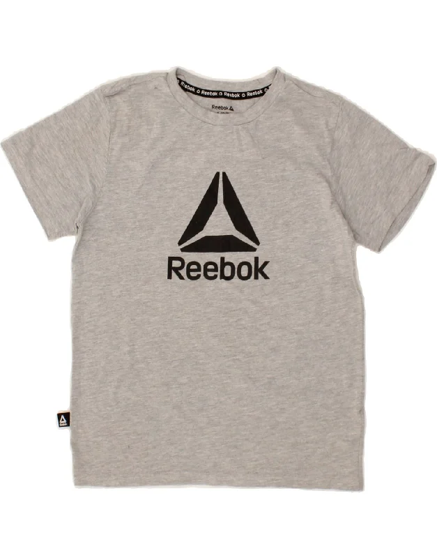 men's soft and breathable t-shirts -REEBOK Boys Graphic T-Shirt Top 10-11 Years Large Grey Cotton