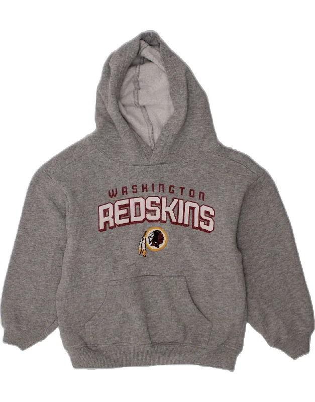 men's eco-friendly hoodies -REEBOK Boys Redskins Graphic Hoodie Jumper 5-6 Years Medium Grey Cotton