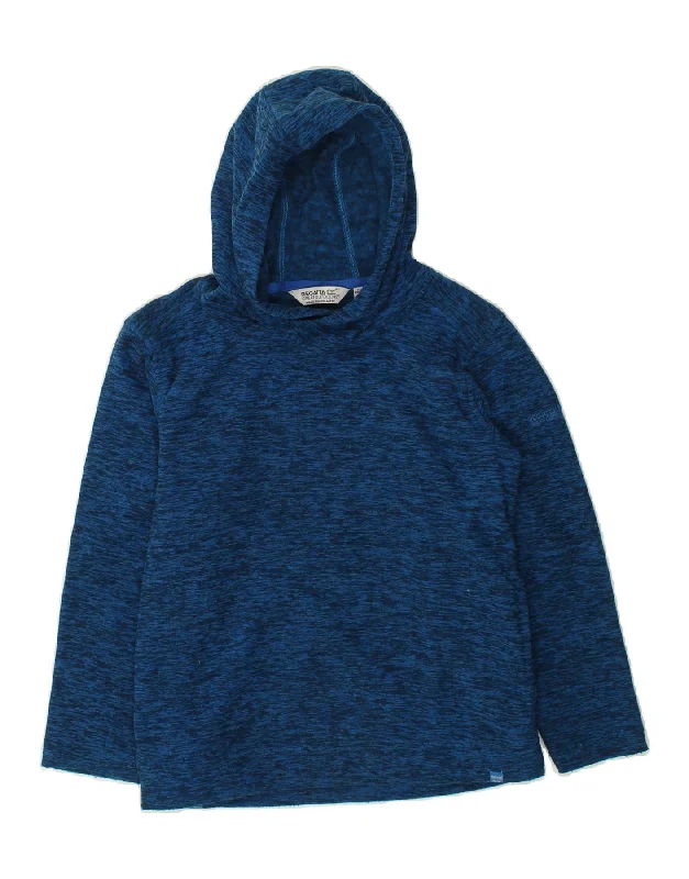 men's fleece sweatshirts -REGATTA Boys Hoodie Jumper 11-12 Years Blue Flecked Polyester