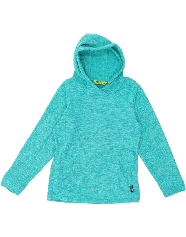 men's hoodie sweatshirt with graphics -REGATTA Girls Fleece Hoodie Jumper 11-12 Years Turquoise Flecked Polyester