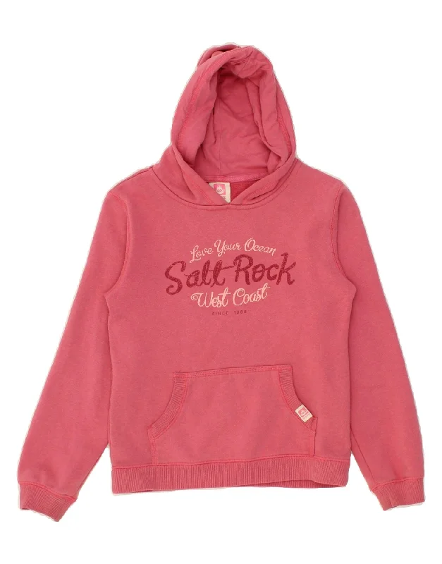 men's winter hoodie -SALTROCK Girls Graphic Hoodie Jumper 9-10 Years Pink Cotton