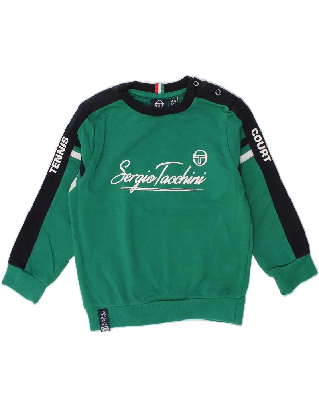 men's fashion hoodies for winter -SERGIO TACCHINI Baby Boys Graphic Hoodie Jumper 18-24 Months Green