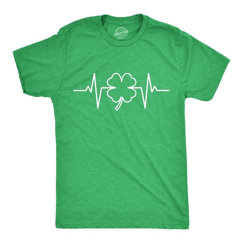 men's graphic logo t-shirts -St. Patrick's Heart Beat Men's T Shirt