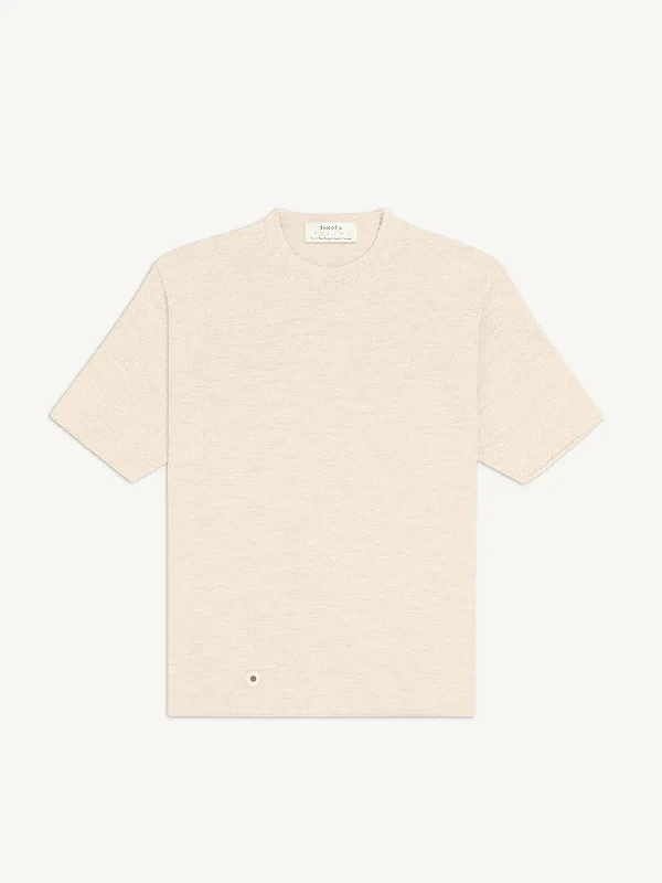 men's high-quality t-shirts -The Knitted T-Shirt - Almond White