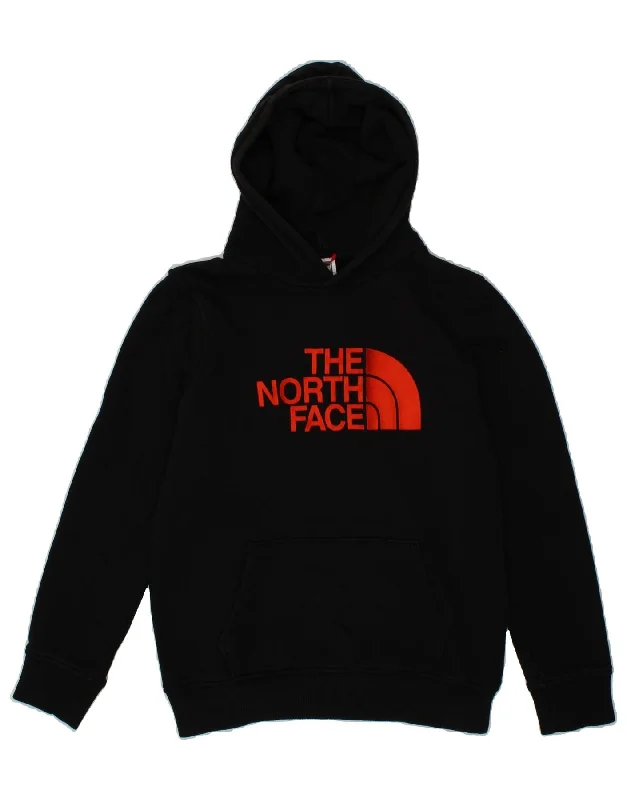 men's hoodie sweatshirt with graphics -THE NORTH FACE Boys Graphic Hoodie Jumper 11-12 Years Large Black Cotton