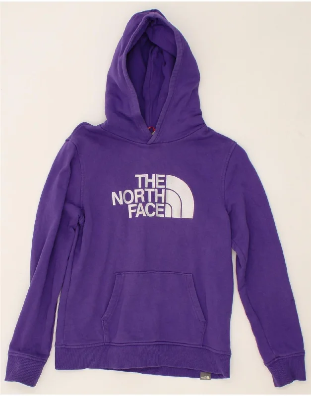 men's hoodie with pockets -THE NORTH FACE Boys Graphic Hoodie Jumper 11-12 Years Large Purple Cotton