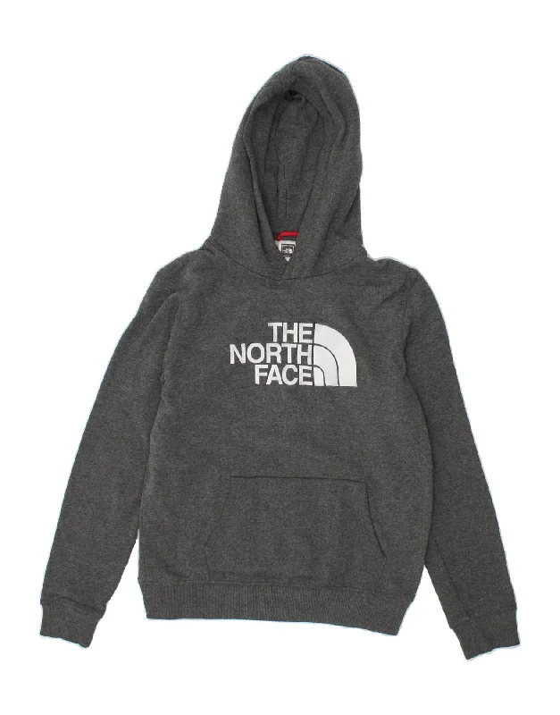 men's printed pullover hoodies -THE NORTH FACE Boys Graphic Hoodie Jumper 14-15 Years XL  Grey Cotton