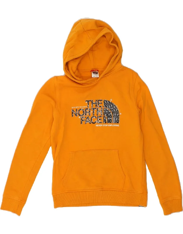 men's plain hoodies -THE NORTH FACE Boys Graphic Hoodie Jumper 14-15 Years XL Orange Cotton