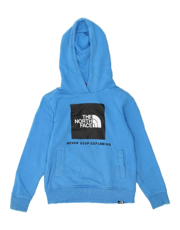 casual hoodies for men -THE NORTH FACE Boys Graphic Hoodie Jumper 9-10 Years Medium Blue Cotton