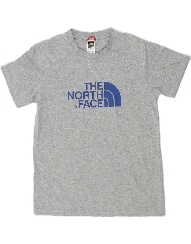 men's trendy graphic tees -THE NORTH FACE Boys Graphic T-Shirt Top 14-15 Years Large Grey Cotton