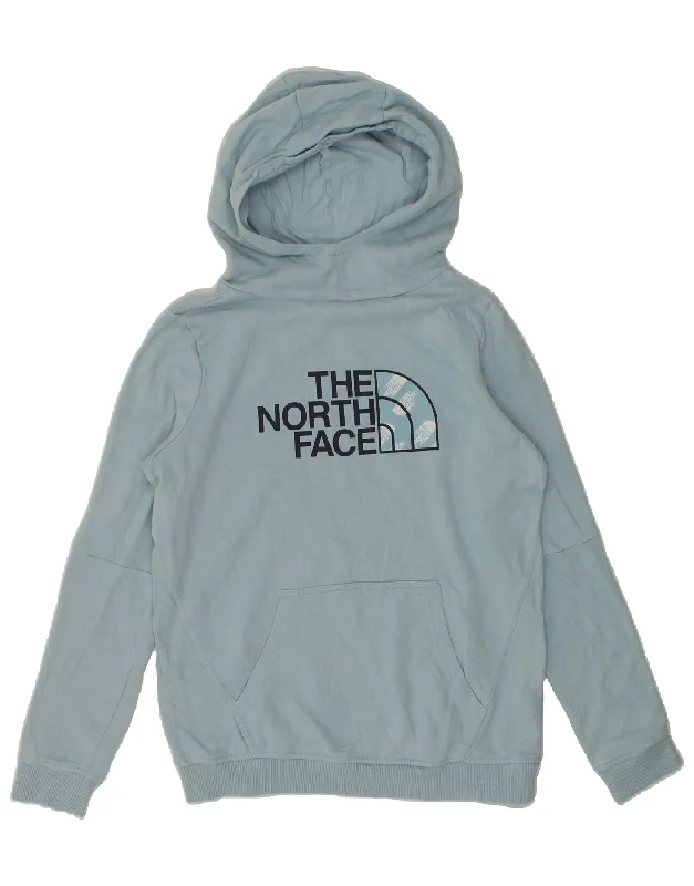 men's fashion sweatshirts -THE NORTH FACE Boys Tall Graphic Hoodie Jumper 14-15 Years XL Blue Cotton