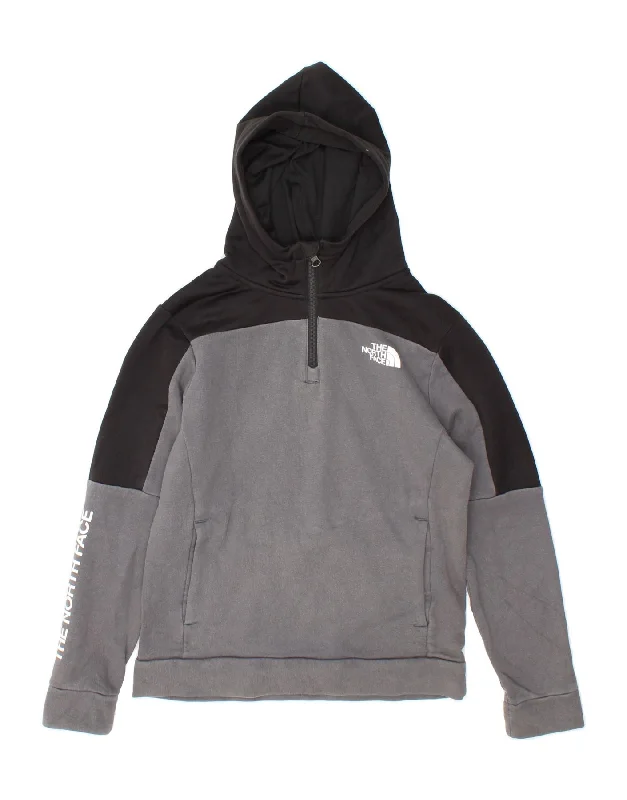 men's comfy oversized hoodies -THE NORTH FACE Boys Zip Neck Hoodie Jumper 11-12 Years Large Grey