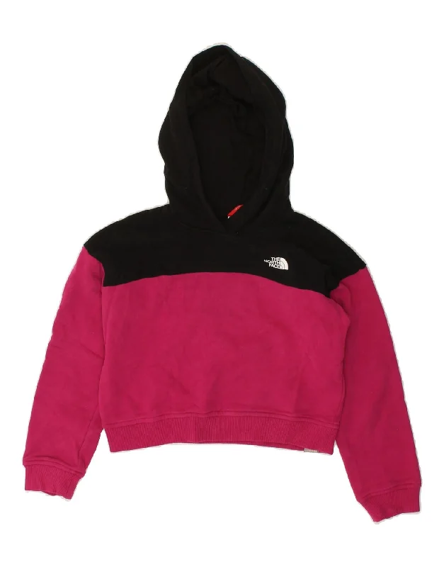 men's casual sweatshirts -THE NORTH FACE Girls Crop Graphic Hoodie Jumper 11-12 Years Large Pink