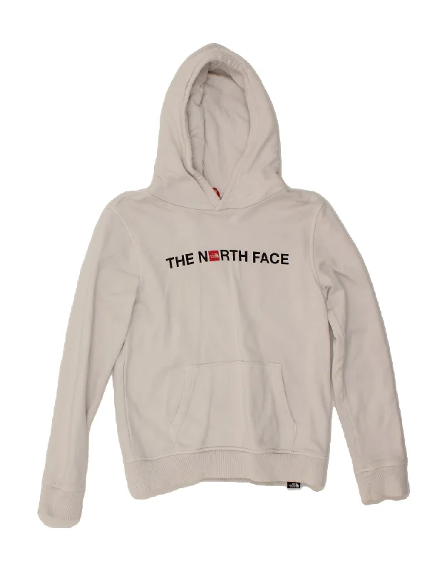 men's workout zip-up hoodies -THE NORTH FACE Girls Graphic Hoodie Jumper 13-14 Years Large White Cotton