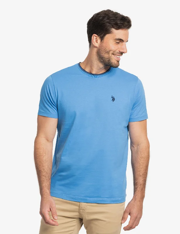 men's logo t-shirts -TIPPED CREW NECK COLLAR T-SHIRT