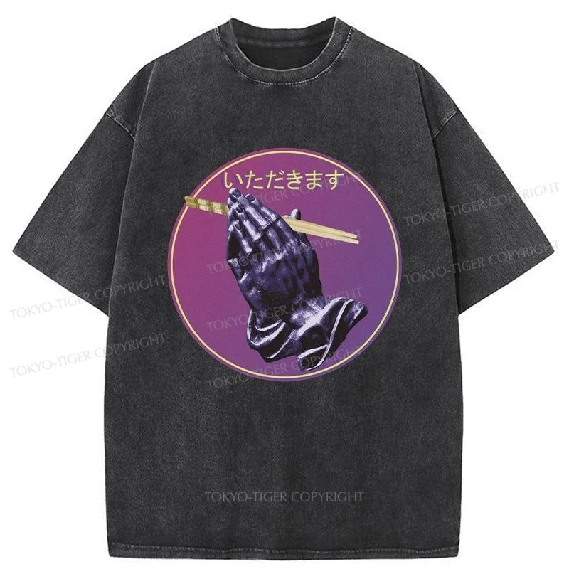 men's v-neck t-shirts -Tokyo-Tiger I'll Enjoy Having This Washed T-Shirt