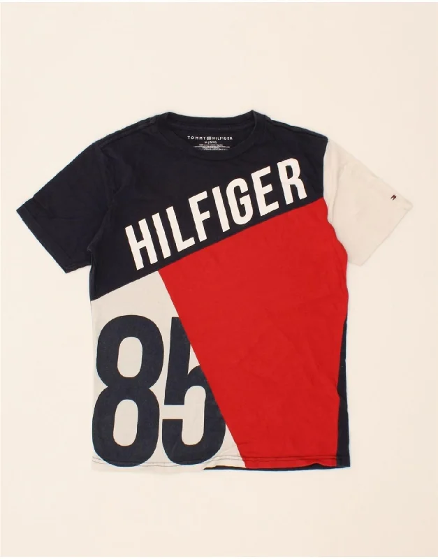 men's simple cotton t-shirts -TOMMY HILFIGER Boys Graphic T-Shirt Top 12-13 Years Medium Navy Blue