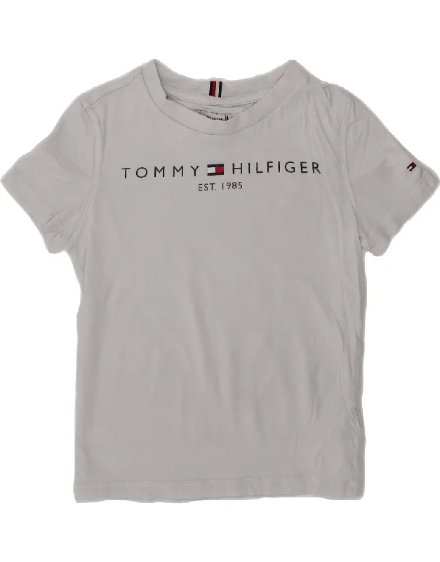 men's comfortable long-sleeve tees -TOMMY HILFIGER Boys Graphic T-Shirt Top 6-7 Years Blue Cotton