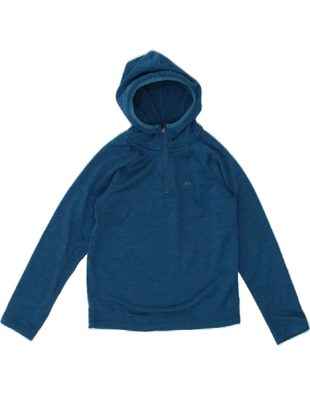 men's winter sweatshirts -TRESPASS Boys Zip Neck Hoodie Jumper 9-10 Years Blue Polyester