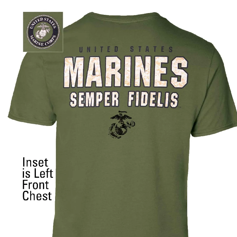 men's seasonal graphic t-shirts -Semper Fidelis Camo T-shirt