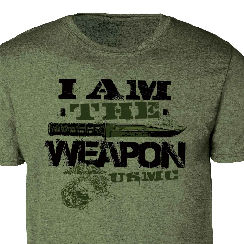 men's comfy basic tees -I Am The Weapon USMC T-shirt