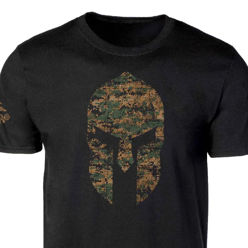 men's colorful graphic t-shirts -USMC Marpat Camo Spartan Helmet T-shirt