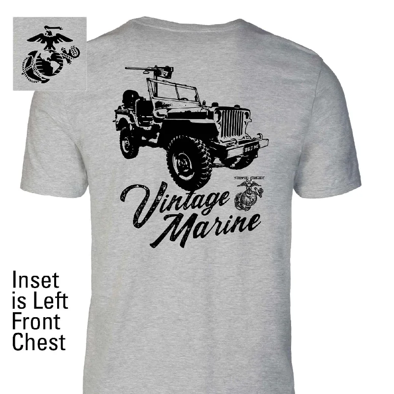 men's soft cotton t-shirts -Vintage Marine Back With Left Chest T-shirt