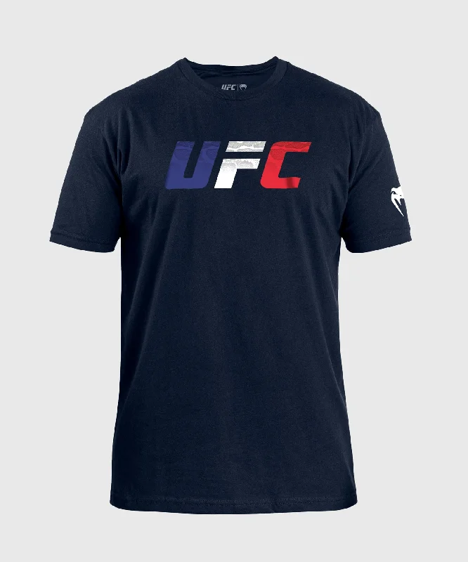 men's simple cotton t-shirts -UFC Unrivaled by Venum French Flag Men's T-Shirt - Navy Blue