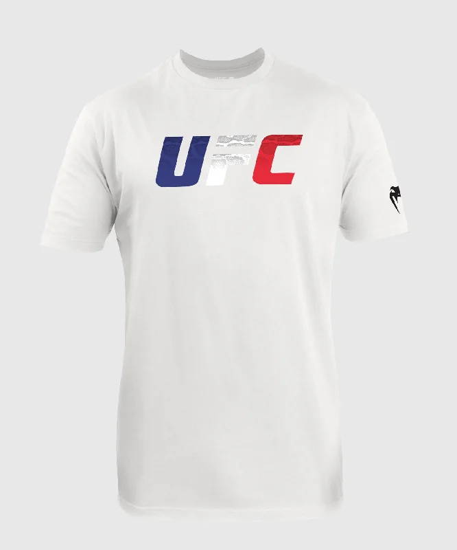 men's t-shirts with cool quotes -UFC Unrivaled by Venum French Flag Men's T-Shirt - White