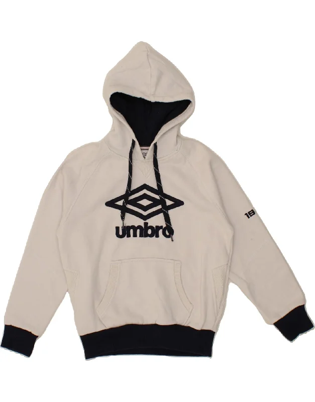 men's fleece sweatshirts for winter -UMBRO Boys Graphic Hoodie Jumper 10-11 Years White Cotton