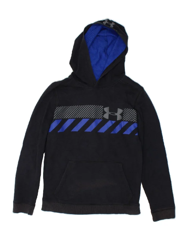 men's pullover hoodies -UNDER ARMOUR Boys Cold Gear Graphic Hoodie Jumper 11-12 Years Large Black