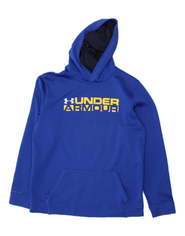 men's hoodie for gym workouts -UNDER ARMOUR Boys Tall Graphic Hoodie Jumper 13-14 Years XL Navy Blue