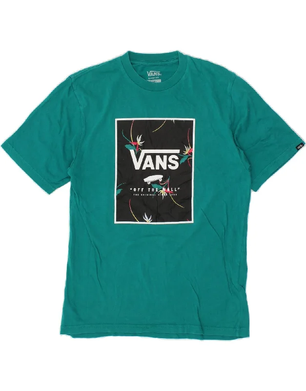 men's comfortable long-sleeve tees -VANS Boys Classic Fit Graphic T-Shirt Top 14-15 Years XL Green Cotton