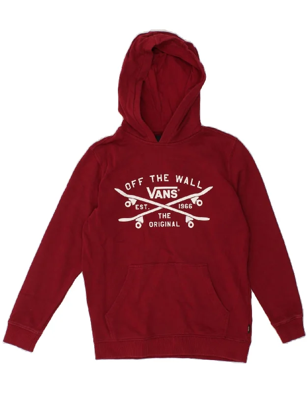 men's hoodie for warmth -VANS Boys Graphic Hoodie Jumper 11-12 Years Medium Burgundy Cotton