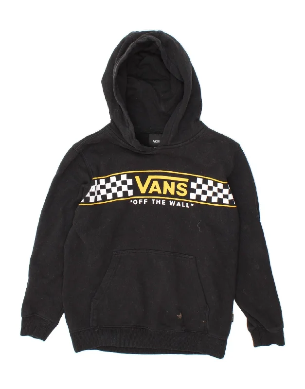 premium sweatshirts for men -VANS Boys Graphic Hoodie Jumper 12-13 Years Medium Black Cotton