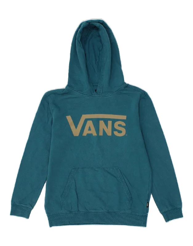 men's graphic print sweatshirts -VANS Boys Graphic Hoodie Jumper 14-15 Years Large Blue