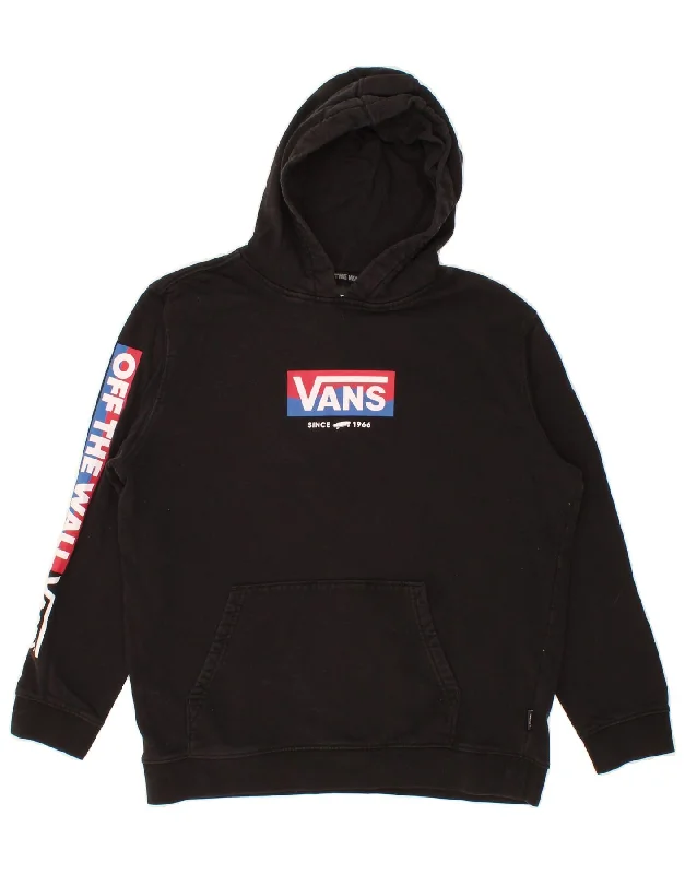 men's fashion hoodies for winter -VANS Boys Graphic Hoodie Jumper 15-16 Years XL Black Cotton