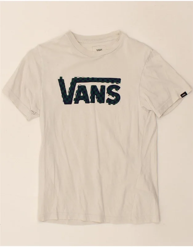 men's long-sleeve t-shirts -VANS Boys Graphic T-Shirt Top 8-9 Years Medium White Cotton