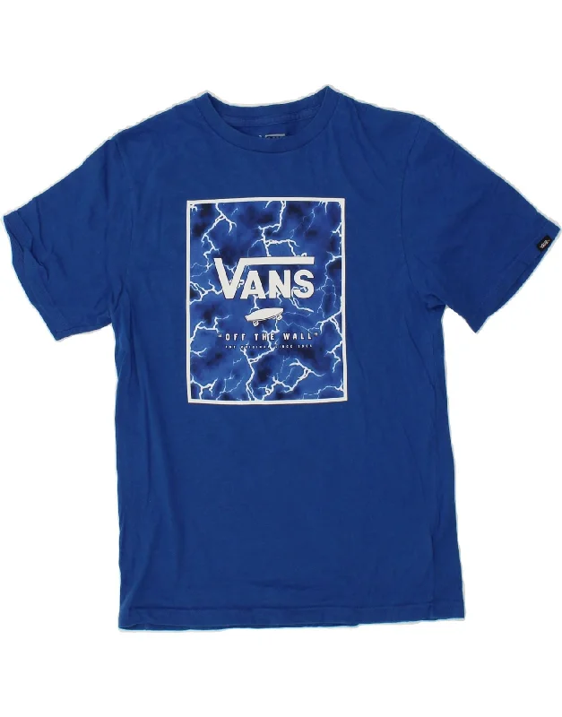 men's comfortable t-shirts -VANS Girls Classic Fit Graphic T-Shirt Top 12-13 Years Large Blue Cotton