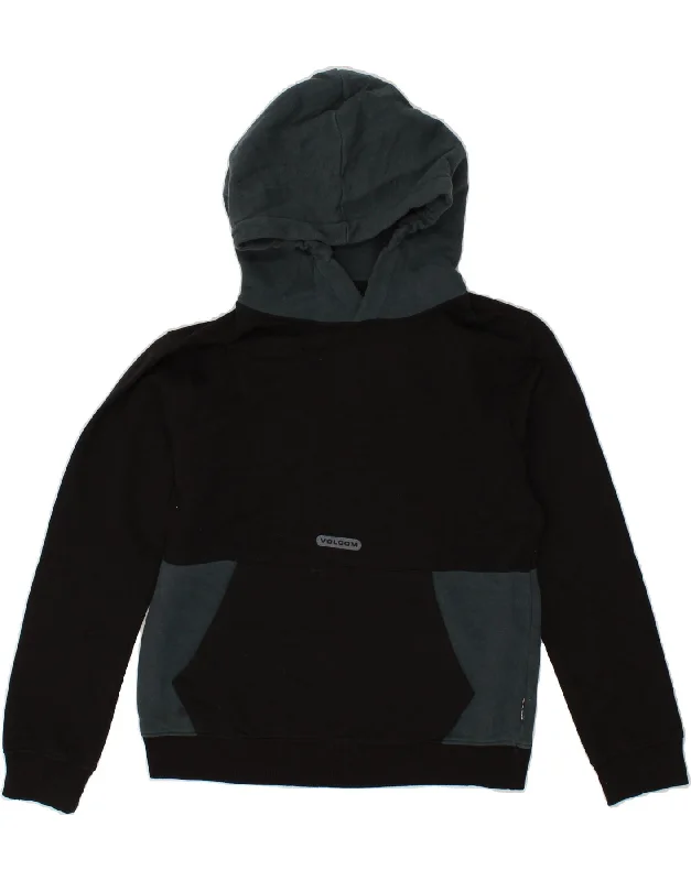 men's hoodie sweatshirt with graphics -VOLCOM Boys Hoodie Jumper 11-12 Years Large Black Colourblock Cotton