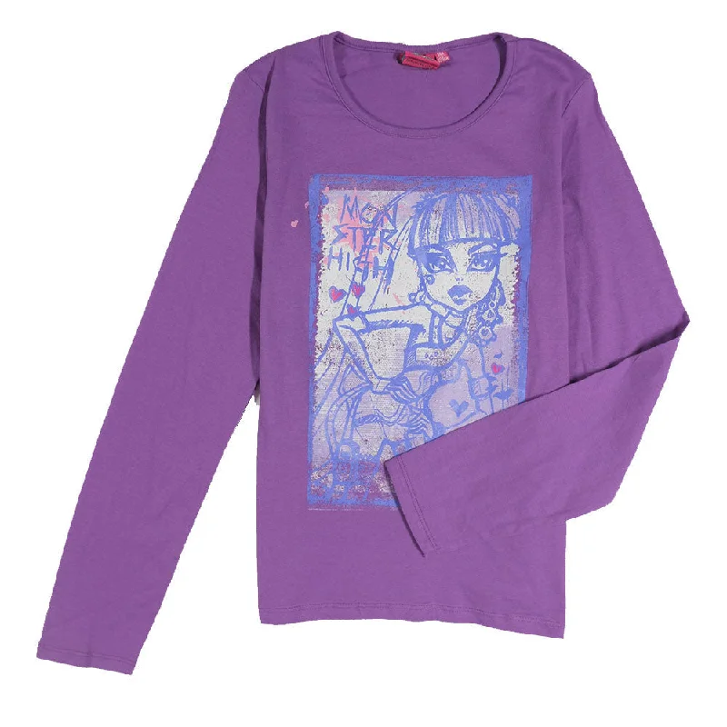 men's luxury sweaters -Girl's Graphic Cotton Sweater, Purple