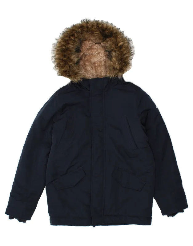 men's casual winter jackets -ABERCROMBIE & FITCH Boys Hooded Padded Jacket 13-14 Years Navy Blue